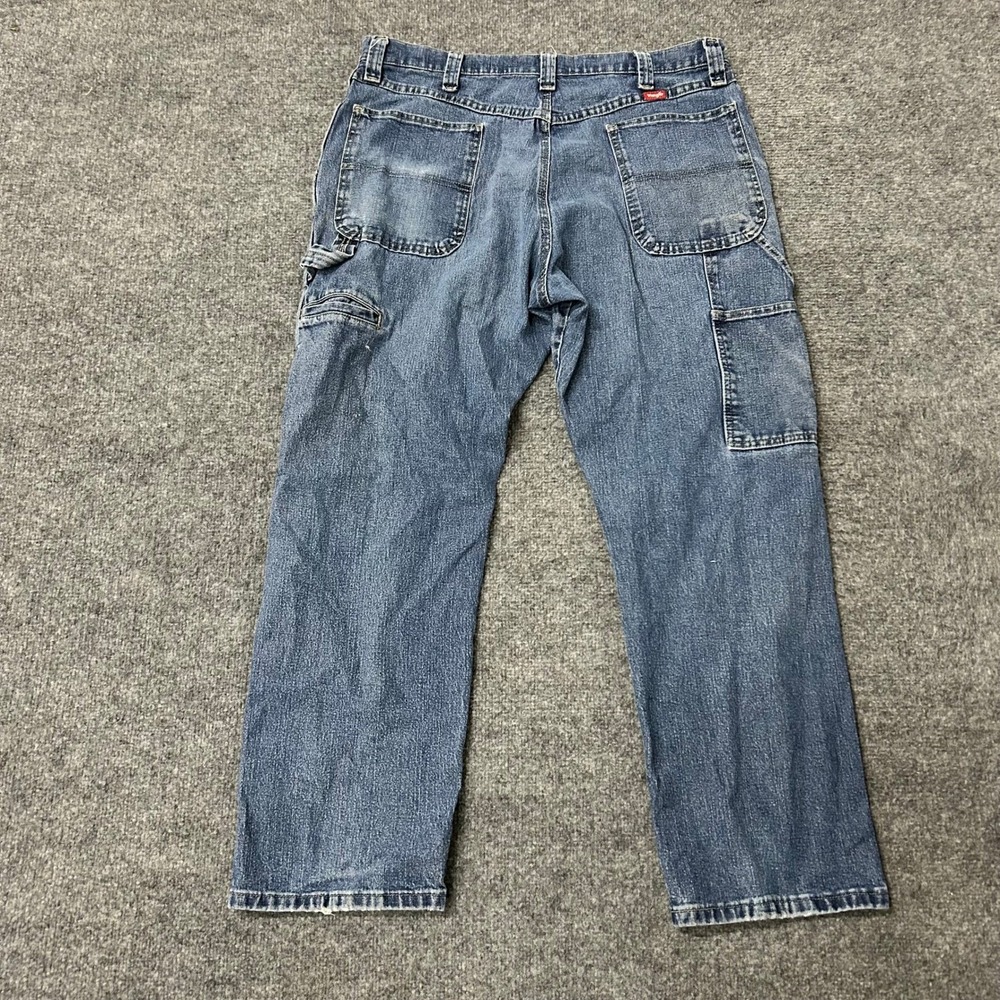 Wrangler Carpenter Jeans Mens Size 36 Blue Denim Relaxed Fit Utility Work Pants